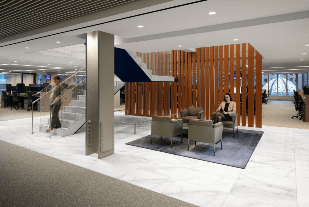 Modern architectural interior representing private banking and credit card terms updates.
