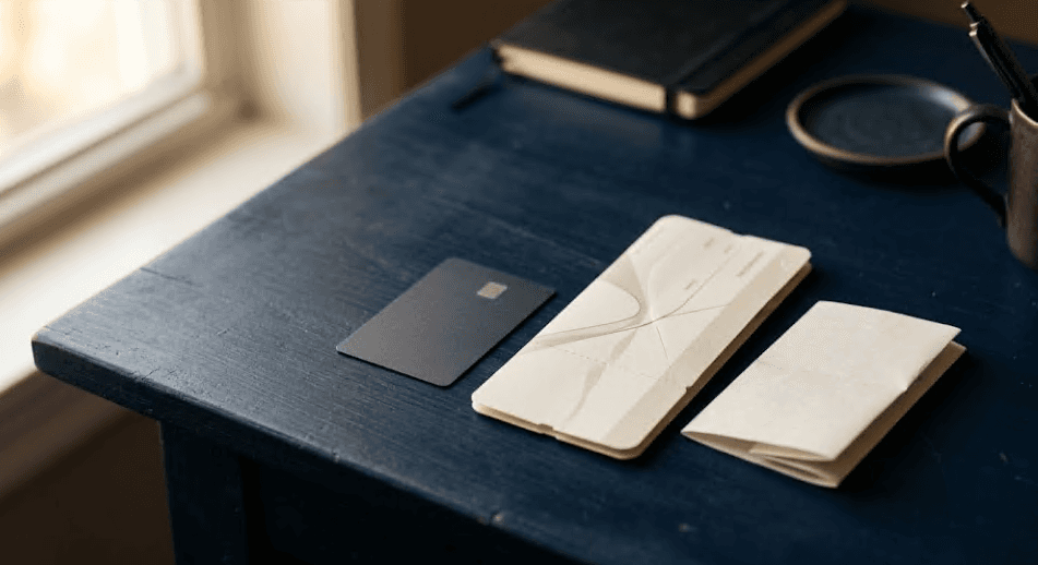 Credit card beside a boarding pass and paper statement on a navy desk, illustrating the Chase Air Canada Aeroplan card fee increase and transfer bonus ending